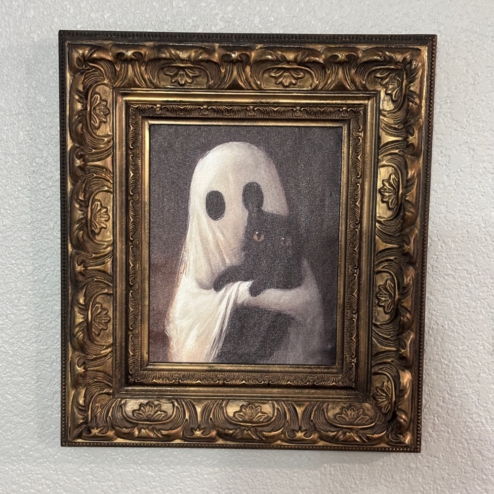 Vintage Style Ghost and Cat Framed Art